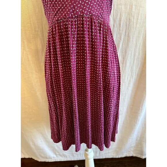 Loft Magenta Pink Sleeveless Dress Sz MP Sundress Geometric Casual Tie back - Picture 7 of 9